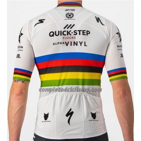 Maglia 2022 Quick-Step Alpha Vinyl Campione Del Mondo Manica Corta Bianco Multicolore